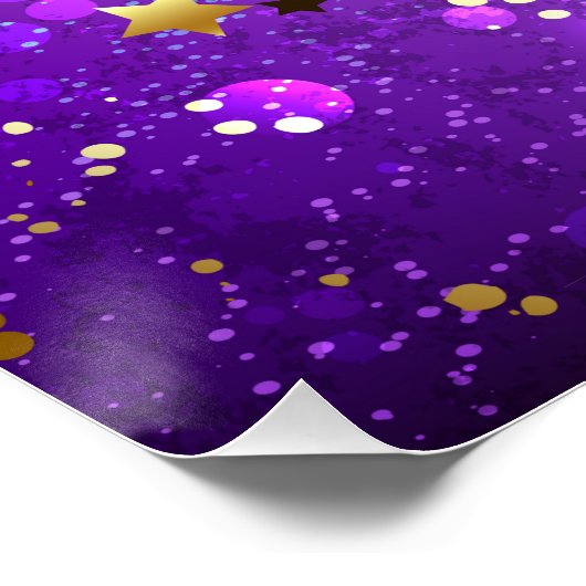 星付き紫色のホイルの背景 ポスター (コーナー)