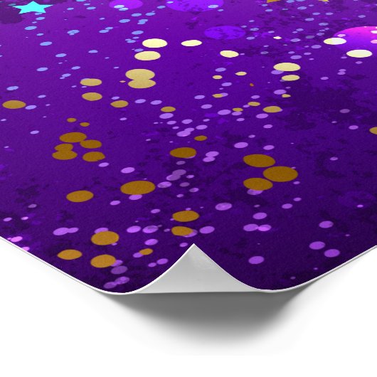 星付き紫色のホイルの背景 ポスター (角)