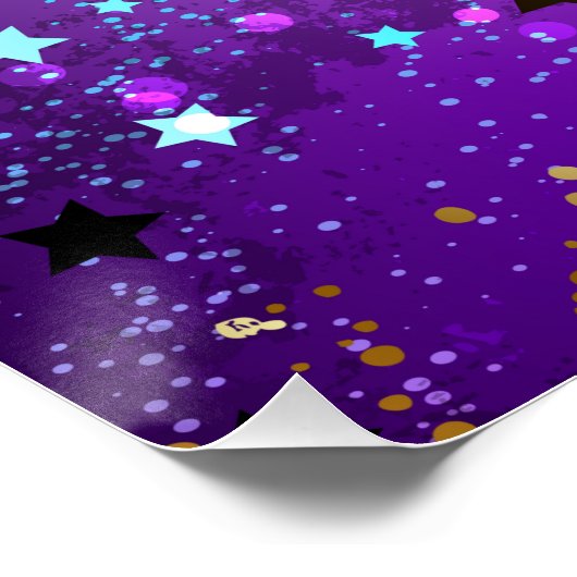 星付き紫色のホイルの背景 ポスター (コーナー)