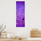 星付き紫色のホイルの背景 ポスター (キッチン)
