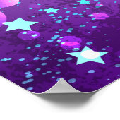 星付き紫色のホイルの背景 ポスター (角)