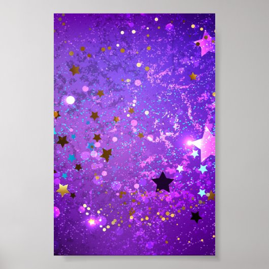 星付き紫色のホイルの背景 ポスター (正面)