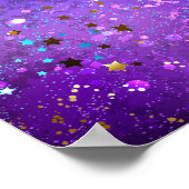 星付き紫色のホイルの背景 ポスター (角)