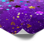 星付き紫色のホイルの背景 ポスター (角)