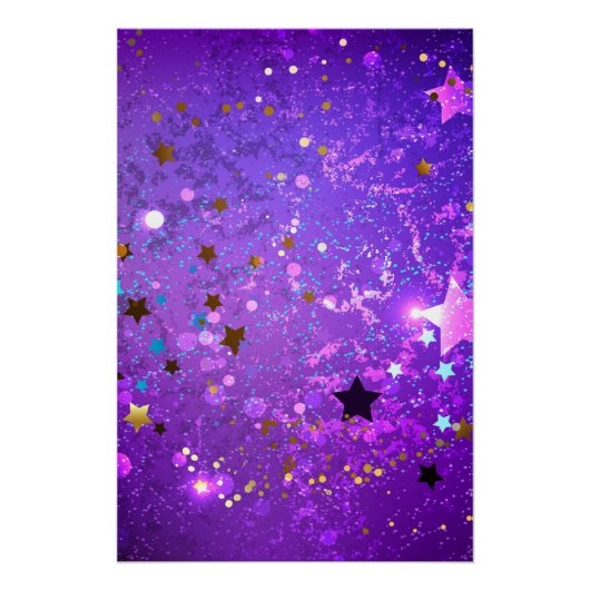 星付き紫色のホイルの背景 ポスター (正面)