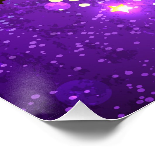 星付き紫色のホイルの背景 ポスター (コーナー)