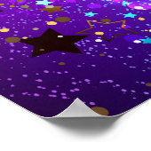 星付き紫色のホイルの背景 ポスター (角)