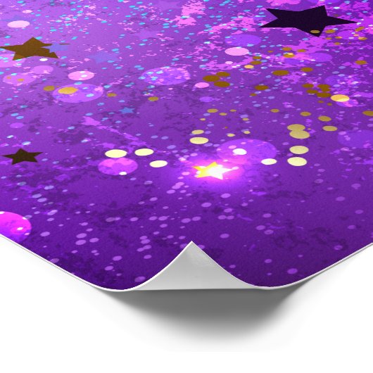 星付き紫色のホイルの背景 ポスター (角)