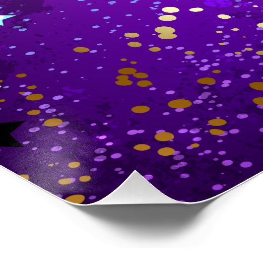 星付き紫色のホイルの背景 ポスター (コーナー)