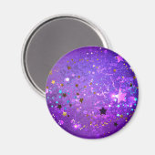 星付き紫色のホイルの背景 マグネット (正面/裏面)