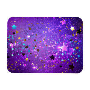 星付き紫色のホイルの背景 マグネット