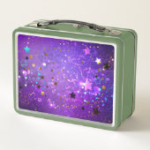 星付き紫色のホイルの背景 メタルランチボックス (裏面)