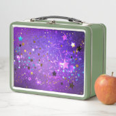 星付き紫色のホイルの背景 メタルランチボックス (インサイチュ)