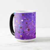 星付き紫色のホイルの背景 モーフィングマグカップ (正面左)