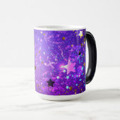 星付き紫色のホイルの背景 モーフィングマグカップ (正面右)