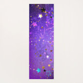 星付き紫色のホイルの背景 ヨガマット (裏面)