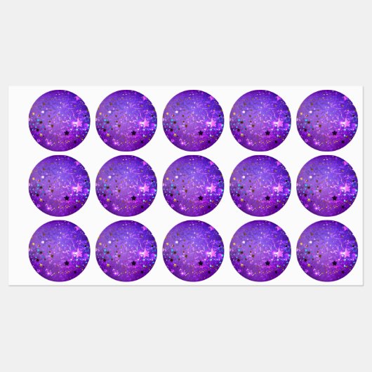 星付き紫色のホイルの背景 ラベル (シート)