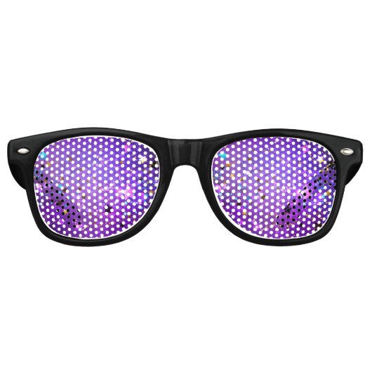 星付き紫色のホイルの背景 レトロサングラス (正面)