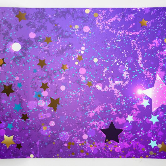 星付き紫色のホイルの背景 三つ折りカード (内部中)