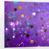 星付き紫色のホイルの背景 三つ折りプログラム (内部最初)