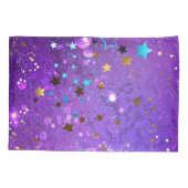 星付き紫色のホイルの背景 枕カバー (裏面)