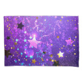星付き紫色のホイルの背景 枕カバー (正面)