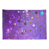 星付き紫色のホイルの背景 枕カバー (裏面-右)