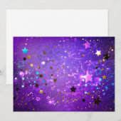 星付き紫色のホイルの背景 案内状 (正面/裏面)