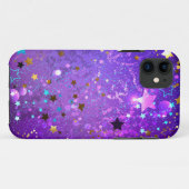 星付き紫色のホイルの背景 Case-Mate iPhoneケース (裏面(横))