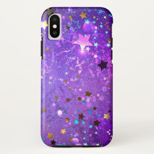 星付き紫色のホイルの背景 iPhone XSケース