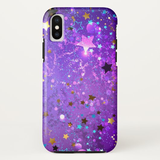 星付き紫色のホイルの背景 Case-Mate iPhoneケース (裏面)