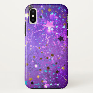 星付き紫色のホイルの背景 iPhone X ケース