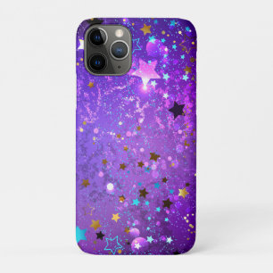 星付き紫色のホイルの背景 iPhone 11 PROケース