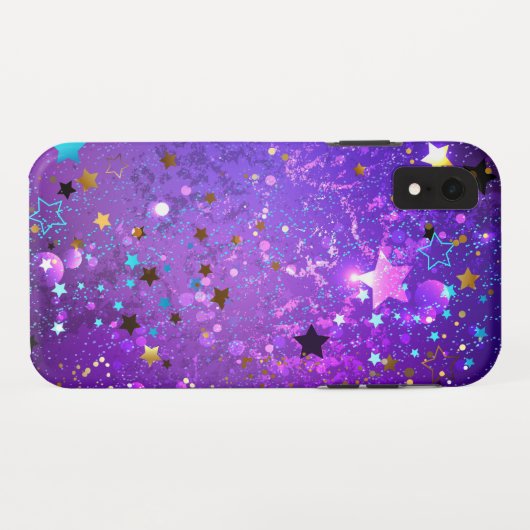 星付き紫色のホイルの背景 Case-Mate iPhoneケース (裏面(横))