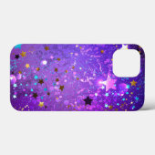星付き紫色のホイルの背景 Case-Mate iPhoneケース (裏面 (横))