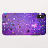 星付き紫色のホイルの背景 Case-Mate iPhoneケース (裏面(横))