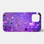 星付き紫色のホイルの背景 Case-Mate iPhoneケース (裏面 (横))
