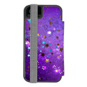 星付き紫色のホイルの背景 INCIPIO iPhoneウォレットケース (フォリオ裏面)