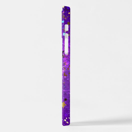 星付き紫色のホイルの背景 iPhoneケース (左側面)