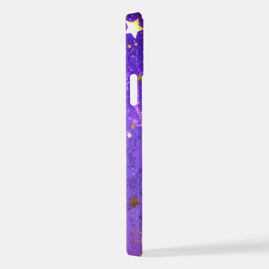 星付き紫色のホイルの背景 iPhoneケース (右側面)