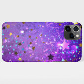 星付き紫色のホイルの背景 iPhoneケース (裏面横)