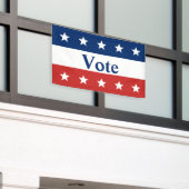 星付き赤と青の投票 横断幕 (ビルの外側)