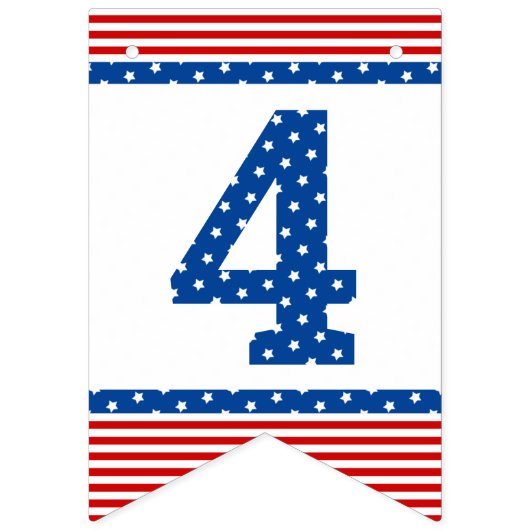 星付き赤白青任意お祝い バンティングフラッグ (第13の旗)