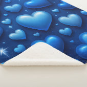 星付き青いハートパターン シェルパブランケット (3/4)