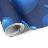 星付き青いハートパターン ラッピングペーパー (ロールコーナー)