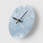 星付き青いヒトデ ラウンド壁時計 (傾斜)