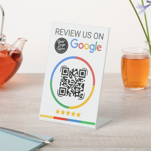 星付きGoogleレビューQRコード 白 台座サイン (インサイチュ)