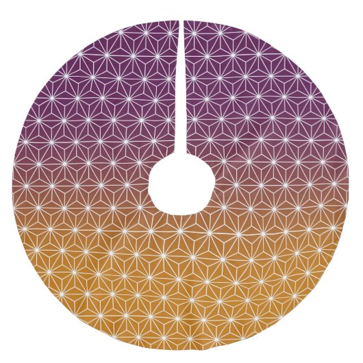 星伝統的日本の模様（赤と紫） ブラッシュドポリエステルツリースカート (正面)