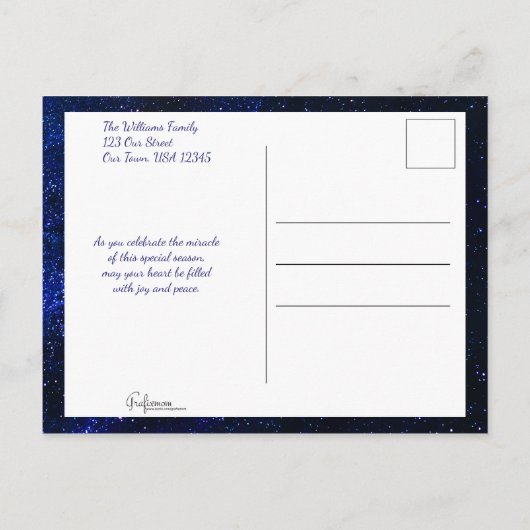 星信じの夜空の写真と書 ポストカード (裏面)