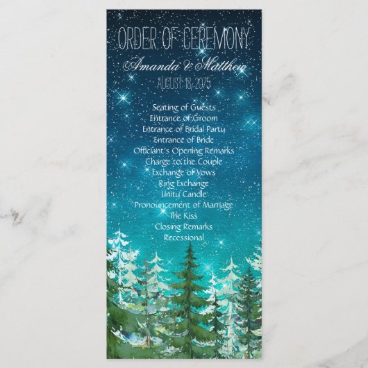星光の夜の森のウェディング 式次序 プログラム (正面)